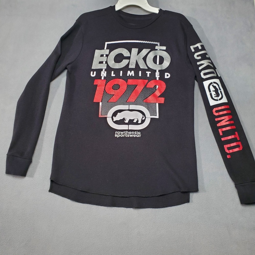 Ecko Shirt Mens Large Black Long Sleeve Y2K 90s Hip Hop Streetwear Unltd Graphic
